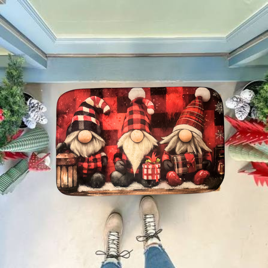 Three Wise Christmas Gonks Welcome Mat