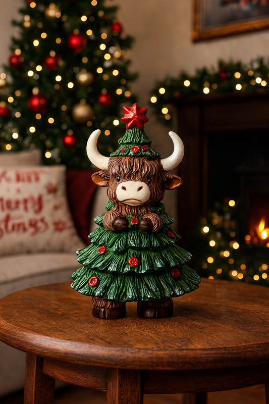 Festive highland cow Christmas ornament