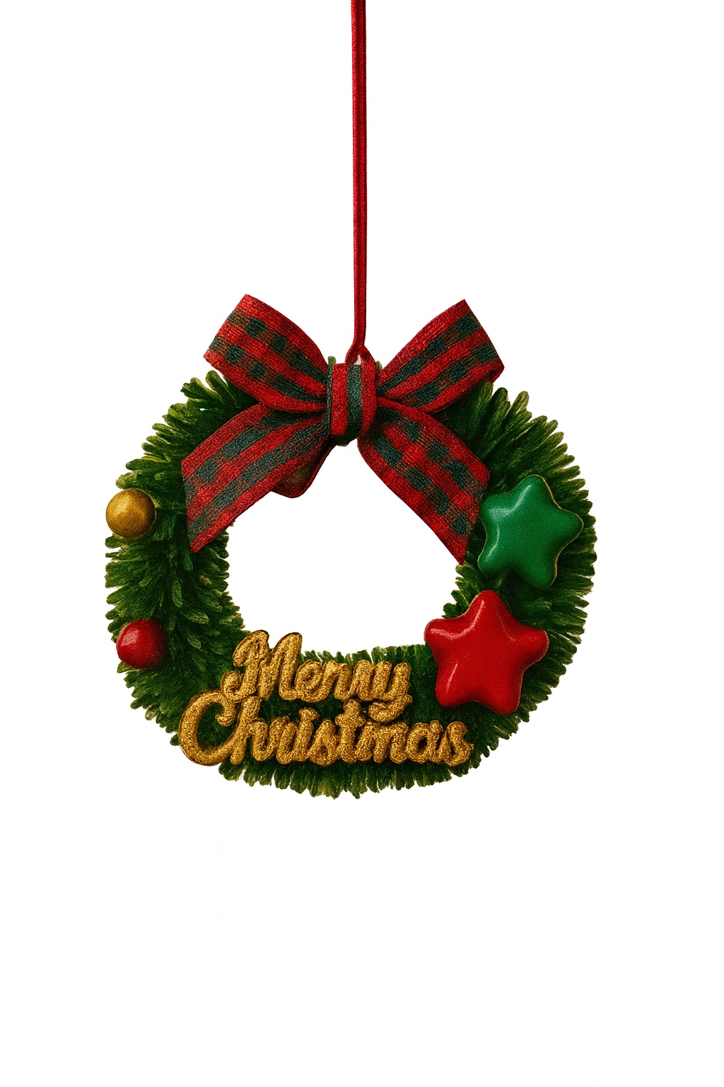 Festive Christmas wreath hanging tree decoration