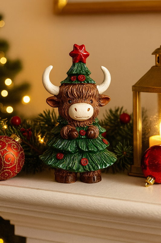 Festive highland cow Christmas ornament