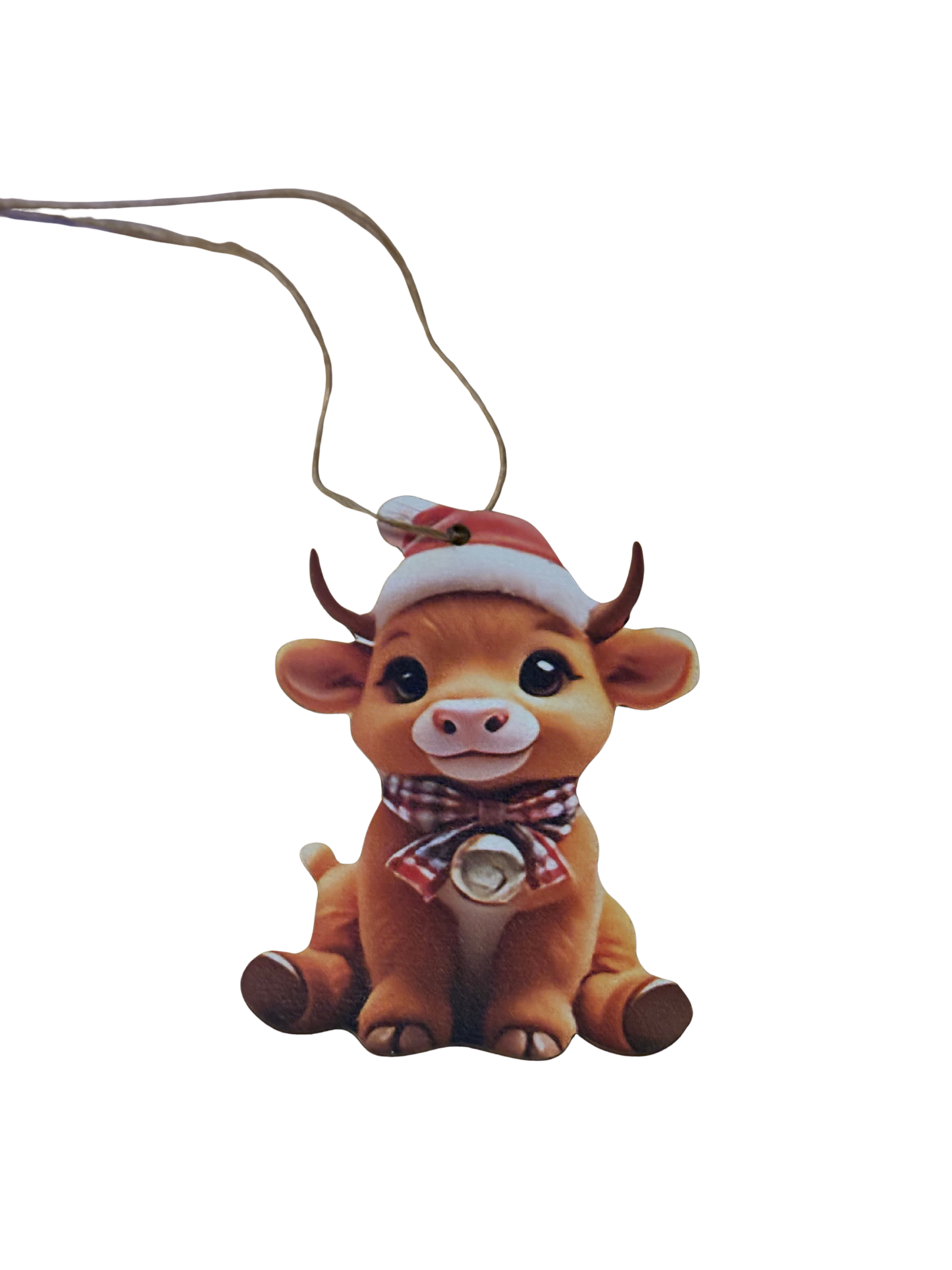 Festive pack of 9 highland cow tree decorations