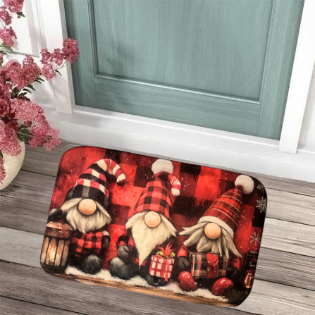 Three Wise Christmas Gonks Welcome Mat