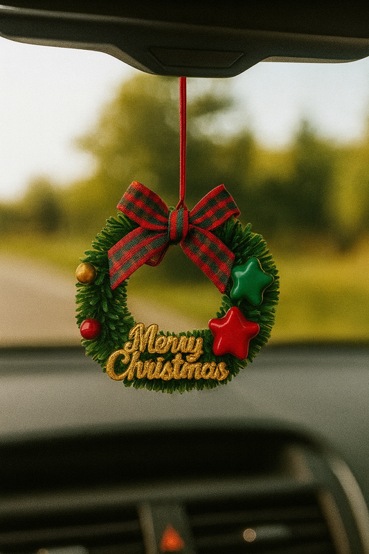 Festive Christmas wreath hanging tree decoration