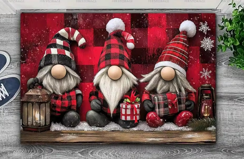 Three Wise Christmas Gonks Welcome Mat